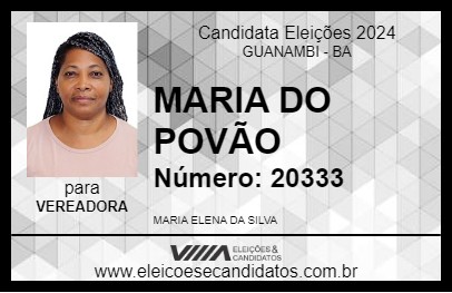 Candidato MARIA DO POVÃO 2024 - GUANAMBI - Eleições