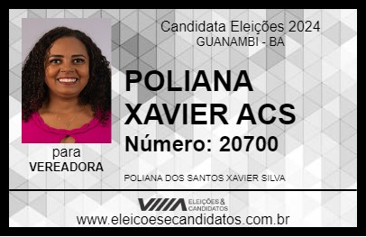 Candidato POLIANA XAVIER ACS 2024 - GUANAMBI - Eleições