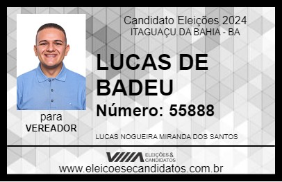 Candidato LUCAS DE BADEU 2024 - ITAGUAÇU DA BAHIA - Eleições