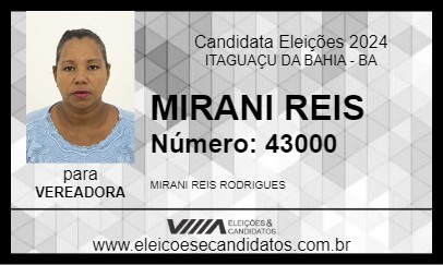 Candidato MIRANI REIS 2024 - ITAGUAÇU DA BAHIA - Eleições