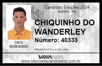 Candidato CHIQUINHO DO WANDERLEY 2024 - BARRA - Eleições