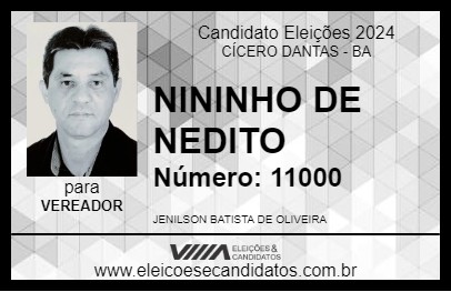 Candidato NININHO DE NEDITO 2024 - CÍCERO DANTAS - Eleições