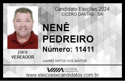 Candidato NENÊ PEDREIRO 2024 - CÍCERO DANTAS - Eleições