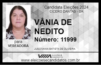 Candidato VÂNIA DE NEDITO 2024 - CÍCERO DANTAS - Eleições