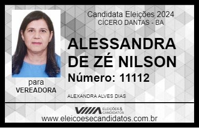 Candidato ALESSANDRA DE ZÉ NILSON 2024 - CÍCERO DANTAS - Eleições