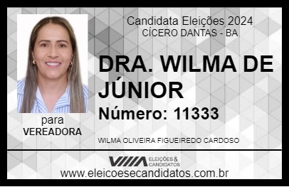 Candidato DRA. WILMA DE JÚNIOR 2024 - CÍCERO DANTAS - Eleições