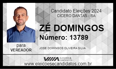 Candidato ZÉ DOMINGOS 2024 - CÍCERO DANTAS - Eleições