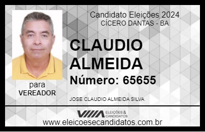 Candidato CLAUDIO ALMEIDA 2024 - CÍCERO DANTAS - Eleições