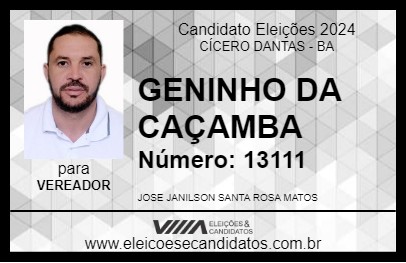 Candidato GENINHO DA CAÇAMBA 2024 - CÍCERO DANTAS - Eleições