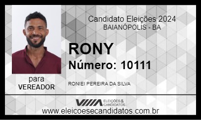 Candidato RONY 2024 - BAIANÓPOLIS - Eleições