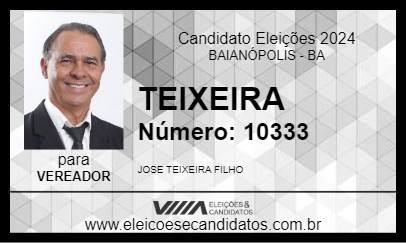 Candidato TEIXEIRA 2024 - BAIANÓPOLIS - Eleições