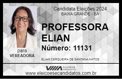 Candidato PROFESSORA ELIAN 2024 - BAIXA GRANDE - Eleições