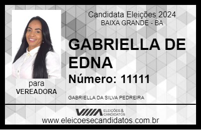 Candidato GABRIELLA DE EDNA 2024 - BAIXA GRANDE - Eleições