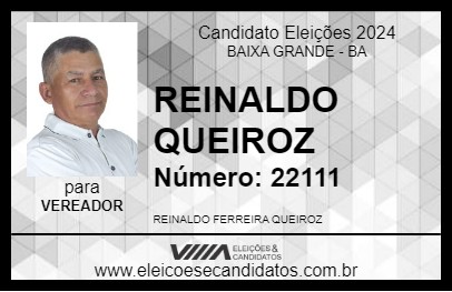 Candidato REINALDO QUEIROZ 2024 - BAIXA GRANDE - Eleições