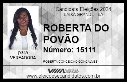 Candidato ROBERTA DO POVÃO 2024 - BAIXA GRANDE - Eleições