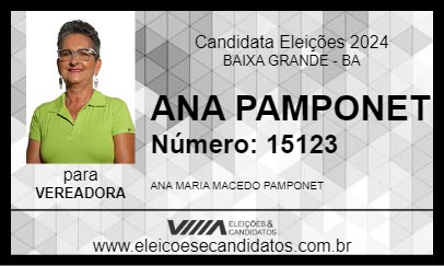 Candidato ANA PAMPONET 2024 - BAIXA GRANDE - Eleições