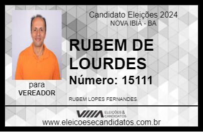 Candidato RUBEM DE LOURDES 2024 - NOVA IBIÁ - Eleições