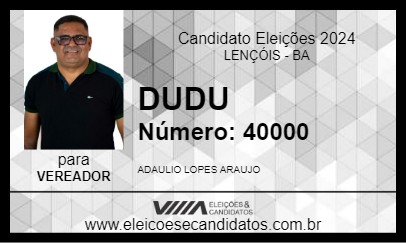 Candidato DUDU DO GÁS 2024 - LENÇÓIS - Eleições