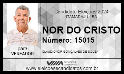 Candidato NOR DO CRISTO 2024 - ITAMARAJU - Eleições