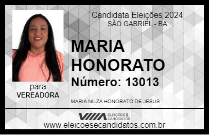 Candidato MARIA HONORATO 2024 - SÃO GABRIEL - Eleições