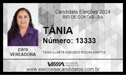 Candidato TÂNIA 2024 - RIO DE CONTAS - Eleições