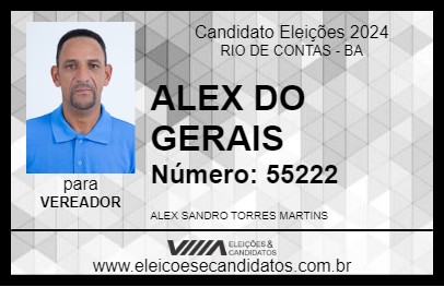 Candidato ALEX DO GERAIS 2024 - RIO DE CONTAS - Eleições