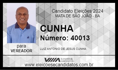 Candidato CUNHA 2024 - MATA DE SÃO JOÃO - Eleições