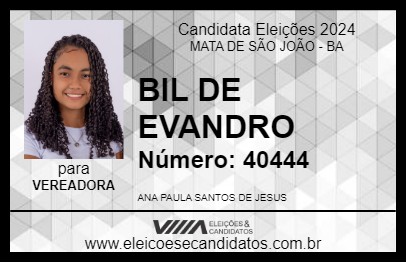 Candidato BIL DE EVANDRO 2024 - MATA DE SÃO JOÃO - Eleições