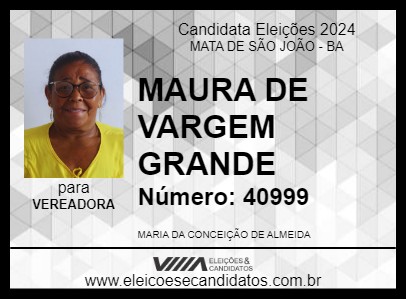 Candidato MAURA DE VARGEM GRANDE 2024 - MATA DE SÃO JOÃO - Eleições