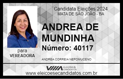 Candidato ANDREA DE MUNDINHA 2024 - MATA DE SÃO JOÃO - Eleições