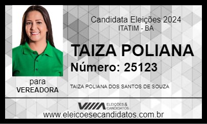 Candidato TAIZA POLIANA 2024 - ITATIM - Eleições