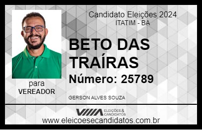 Candidato BETO DAS TRAÍRAS 2024 - ITATIM - Eleições