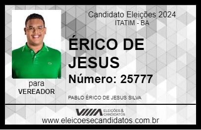 Candidato ÉRICO DE JESUS 2024 - ITATIM - Eleições