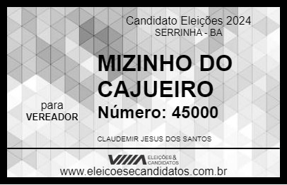 Candidato MIZINHO DO CAJUEIRO 2024 - SERRINHA - Eleições