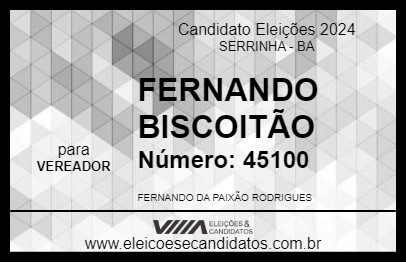 Candidato FERNANDO BISCOITÃO 2024 - SERRINHA - Eleições