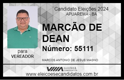 Candidato MARCÃO DE DEAN 2024 - APUAREMA - Eleições