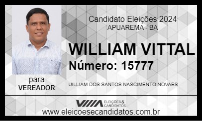 Candidato WILLIAM VITTAL 2024 - APUAREMA - Eleições