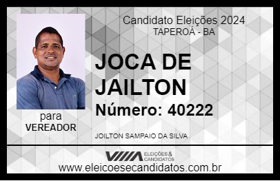 Candidato JOCA DE JAILTON 2024 - TAPEROÁ - Eleições