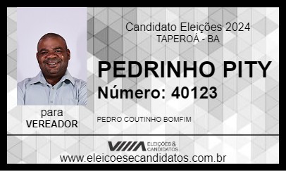 Candidato PEDRINHO PITY 2024 - TAPEROÁ - Eleições