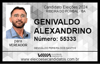 Candidato GENIVALDO ALEXANDRINO 2024 - RIBEIRA DO POMBAL - Eleições