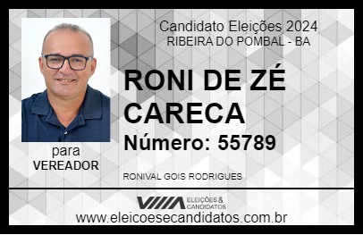 Candidato RONI DE ZÉ CARECA 2024 - RIBEIRA DO POMBAL - Eleições