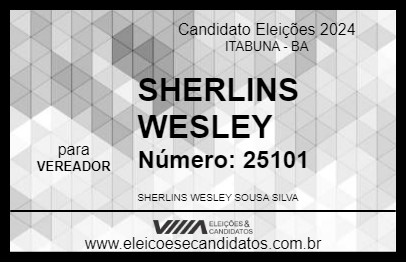 Candidato SHERLINS WESLEY 2024 - ITABUNA - Eleições