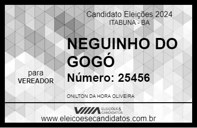 Candidato NEGUINHO DO GOGÓ 2024 - ITABUNA - Eleições