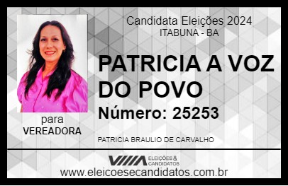 Candidato PATRICIA A VOZ DO POVO 2024 - ITABUNA - Eleições