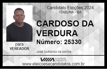 Candidato CARDOSO DA VERDURA 2024 - ITABUNA - Eleições