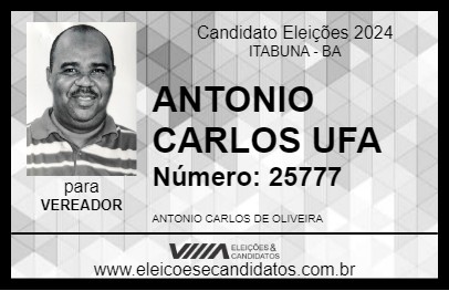 Candidato ANTONIO CARLOS UFA 2024 - ITABUNA - Eleições