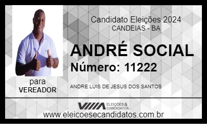 Candidato ANDRÉ SOCIAL 2024 - CANDEIAS - Eleições