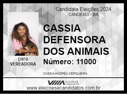 Candidato CASSIA DEFENSORA DOS ANIMAIS 2024 - CANDEIAS - Eleições