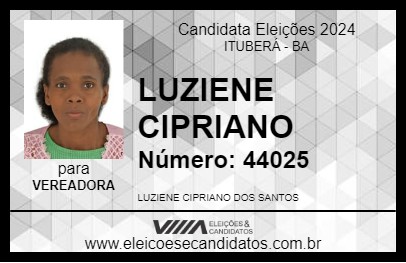 Candidato LUZIENE CIPRIANO 2024 - ITUBERÁ - Eleições