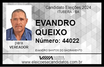 Candidato EVANDRO QUEIXO 2024 - ITUBERÁ - Eleições